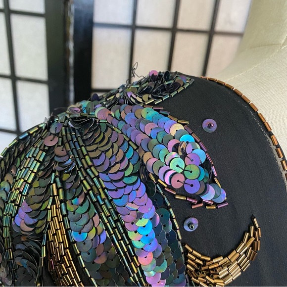 80'S CASADEI Ruched Beaded & Sequined Party Dress Size 4 - Picture 4 of 15